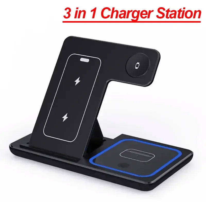 Foldable 3 in 1 Wireless Charging Station for Iphones, Iwatch and Ipods