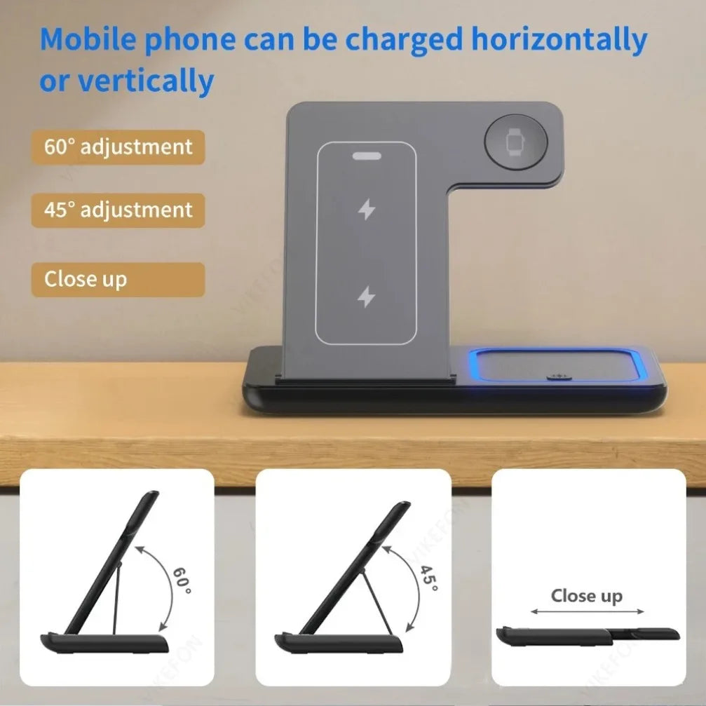 Foldable 3 in 1 Wireless Charging Station for Iphones, Iwatch and Ipods
