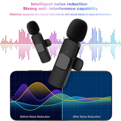 3-in-1 Wireless Lavalier Microphone for Audio and Video Recording on iPhone and Android Devices