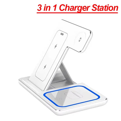 Foldable 3 in 1 Wireless Charging Station for Iphones, Iwatch and Ipods