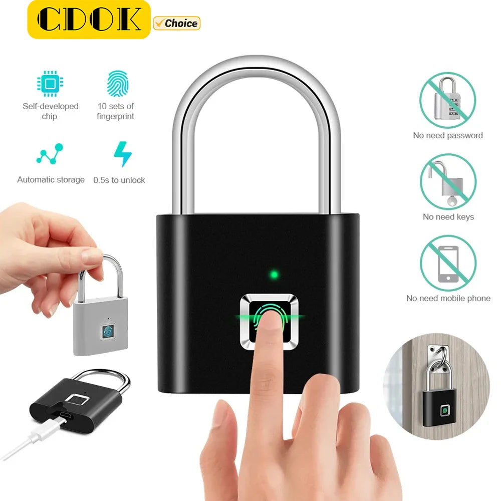 P2 Smart Fingerprint Padlock – Secure, Waterproof & Rechargeable