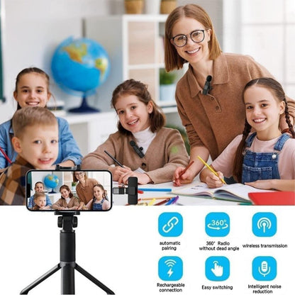 3-in-1 Wireless Lavalier Microphone for Audio and Video Recording on iPhone and Android Devices